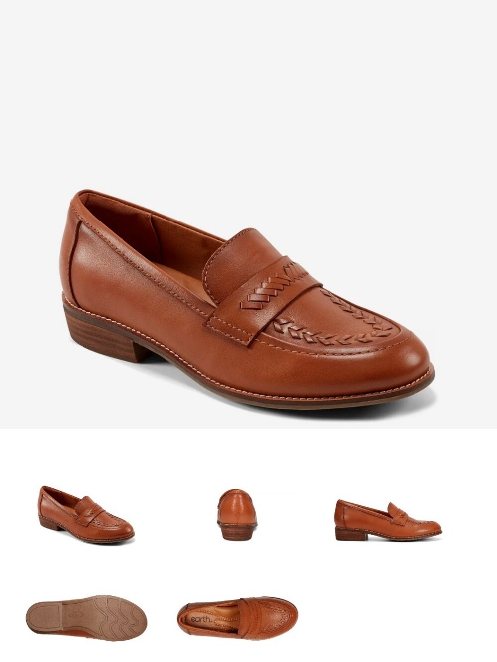 Earth Women's Cognac Leather Penny Loafer Size 9